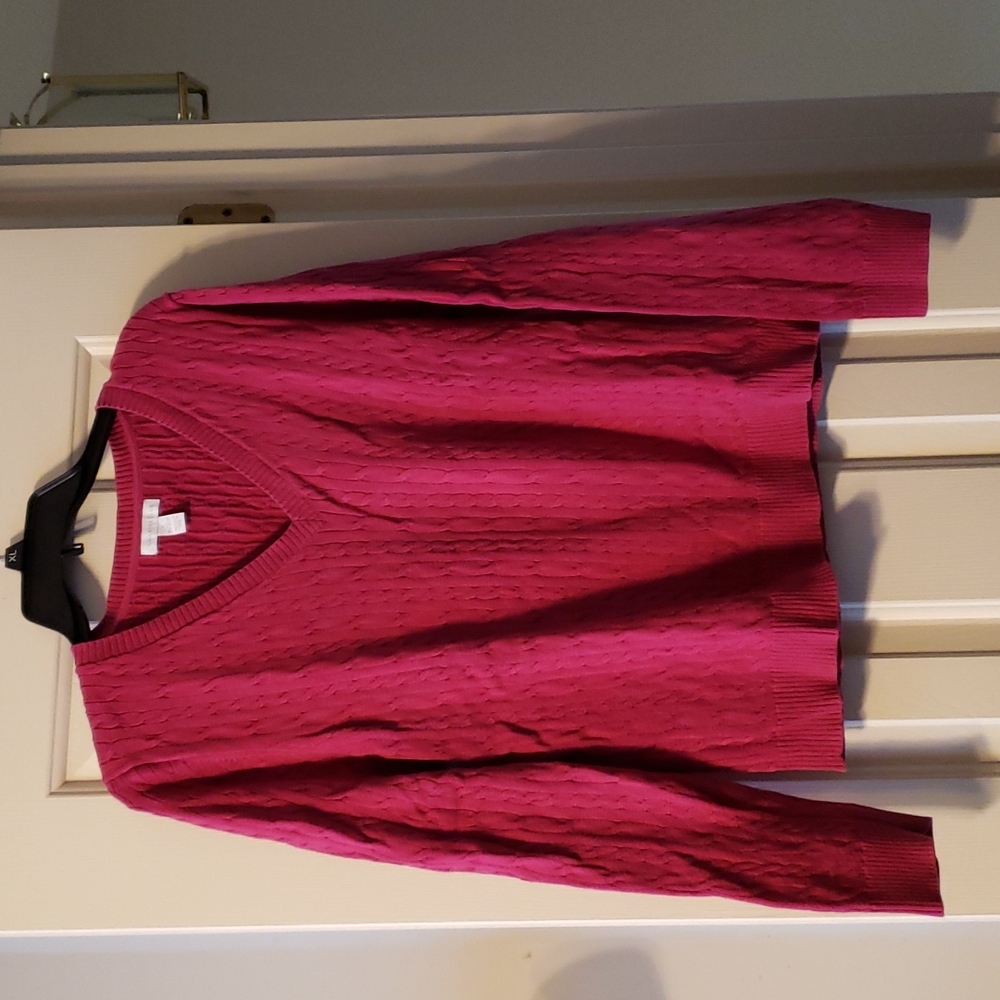 Charter Club Pink V-neck Long Sleeve Sweater. Size L